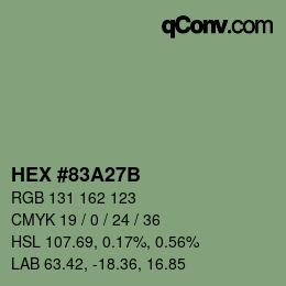 Farbcode: HEX #83A27B | qconv.com