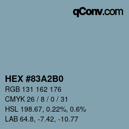 颜色代码: HEX #83A2B0 | qconv.com