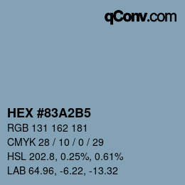 カラーコード: HEX #83A2B5 | qconv.com