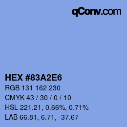 カラーコード: HEX #83A2E6 | qconv.com