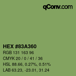 カラーコード: HEX #83A360 | qconv.com