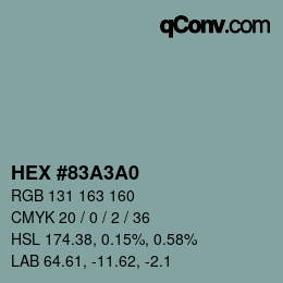 Color code: HEX #83A3A0 | qconv.com