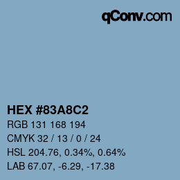 カラーコード: HEX #83A8C2 | qconv.com