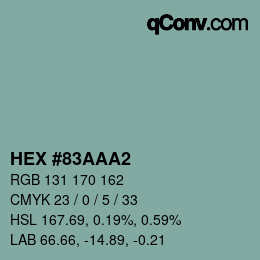 颜色代码: HEX #83AAA2 | qconv.com