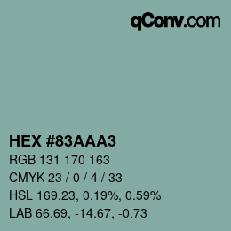 颜色代码: HEX #83AAA3 | qconv.com