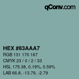 颜色代码: HEX #83AAA7 | qconv.com