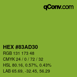Color code: HEX #83AD30 | qconv.com