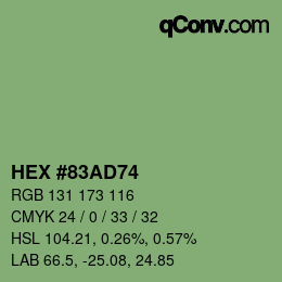 Color code: HEX #83AD74 | qconv.com