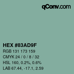 Color code: HEX #83AD9F | qconv.com