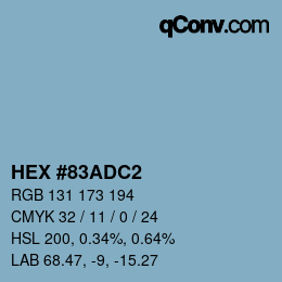 カラーコード: HEX #83ADC2 | qconv.com