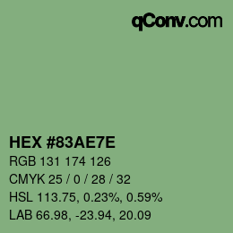 Color code: HEX #83AE7E | qconv.com