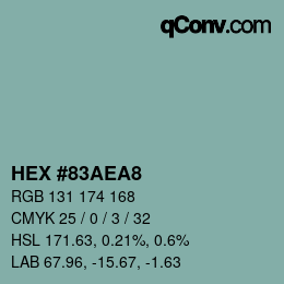 Color code: HEX #83AEA8 | qconv.com
