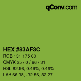 Color code: HEX #83AF3C | qconv.com
