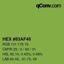 Color code: HEX #83AF46 | qconv.com