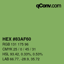 Color code: HEX #83AF60 | qconv.com