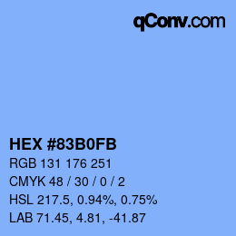 カラーコード: HEX #83B0FB | qconv.com