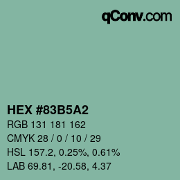 カラーコード: HEX #83B5A2 | qconv.com