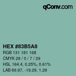 颜色代码: HEX #83B5A8 | qconv.com