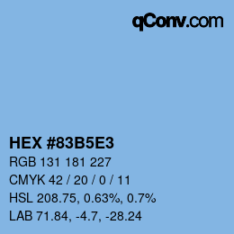 颜色代码: HEX #83B5E3 | qconv.com