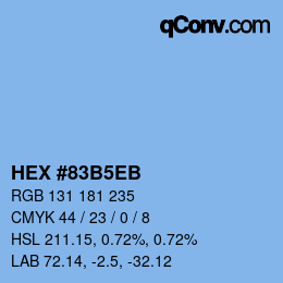 カラーコード: HEX #83B5EB | qconv.com