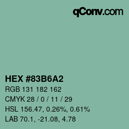 カラーコード: HEX #83B6A2 | qconv.com