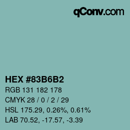 カラーコード: HEX #83B6B2 | qconv.com