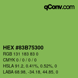 Farbcode: HEX #83B75300 | qconv.com