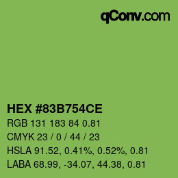 Farbcode: HEX #83B754CE | qconv.com