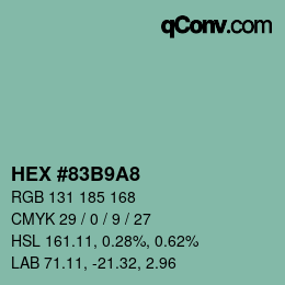颜色代码: HEX #83B9A8 | qconv.com