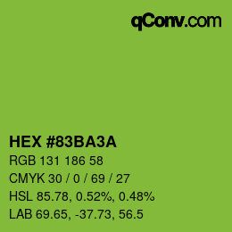 カラーコード: HEX #83BA3A | qconv.com