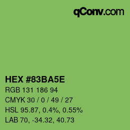 カラーコード: HEX #83BA5E | qconv.com