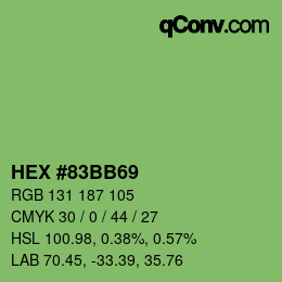 カラーコード: HEX #83BB69 | qconv.com