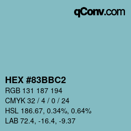 カラーコード: HEX #83BBC2 | qconv.com