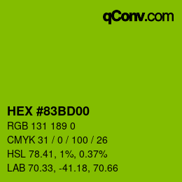 カラーコード: HEX #83BD00 | qconv.com