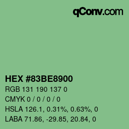 Farbcode: HEX #83BE8900 | qconv.com