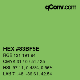 Code couleur: HEX #83BF5E | qconv.com