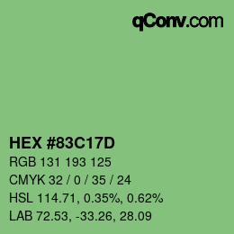 カラーコード: HEX #83C17D | qconv.com