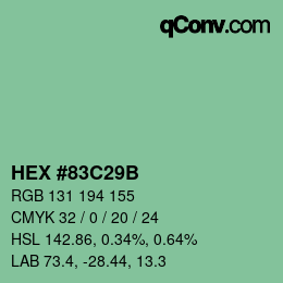 Color code: HEX #83C29B | qconv.com