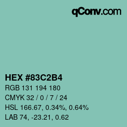 カラーコード: HEX #83C2B4 | qconv.com