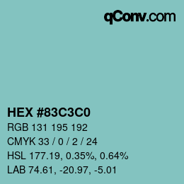 Color code: HEX #83C3C0 | qconv.com