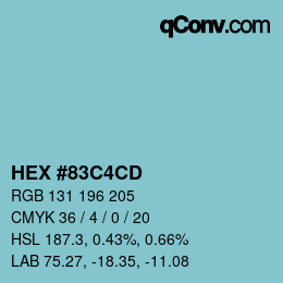 カラーコード: HEX #83C4CD | qconv.com