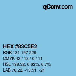 Farbcode: HEX #83C5E2 | qconv.com
