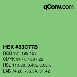 Color code: HEX #83C77B | qconv.com
