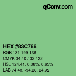 カラーコード: HEX #83C788 | qconv.com