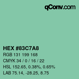カラーコード: HEX #83C7A8 | qconv.com