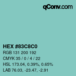 Color code: HEX #83C8C0 | qconv.com