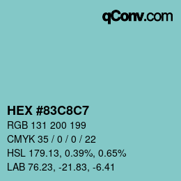 Color code: HEX #83C8C7 | qconv.com
