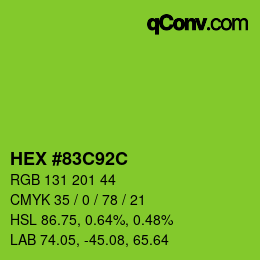 カラーコード: HEX #83C92C | qconv.com