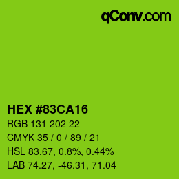 颜色代码: HEX #83CA16 | qconv.com