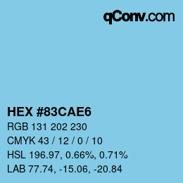 カラーコード: HEX #83CAE6 | qconv.com